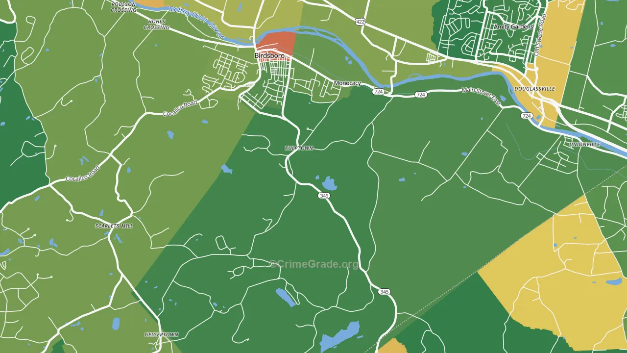 Kulptown, PA Map of Drug-Related Crime Rates
