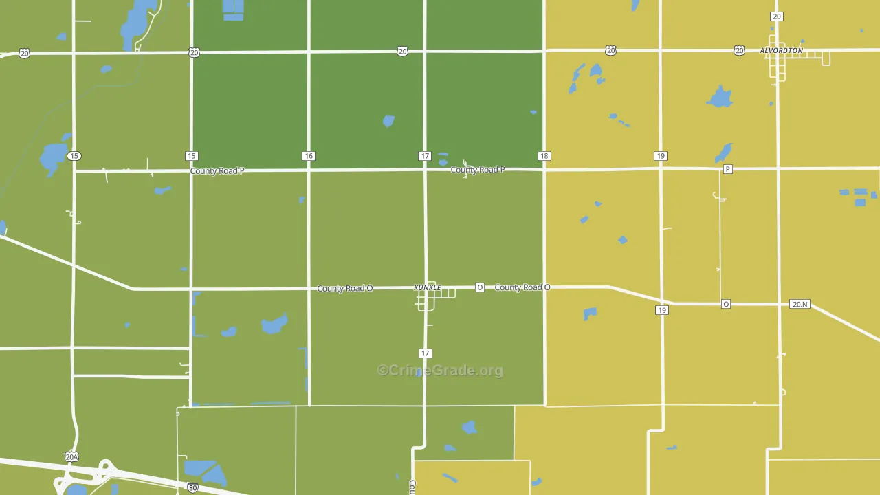 Kunkle, OH Map of Drug-Related Crime Rates