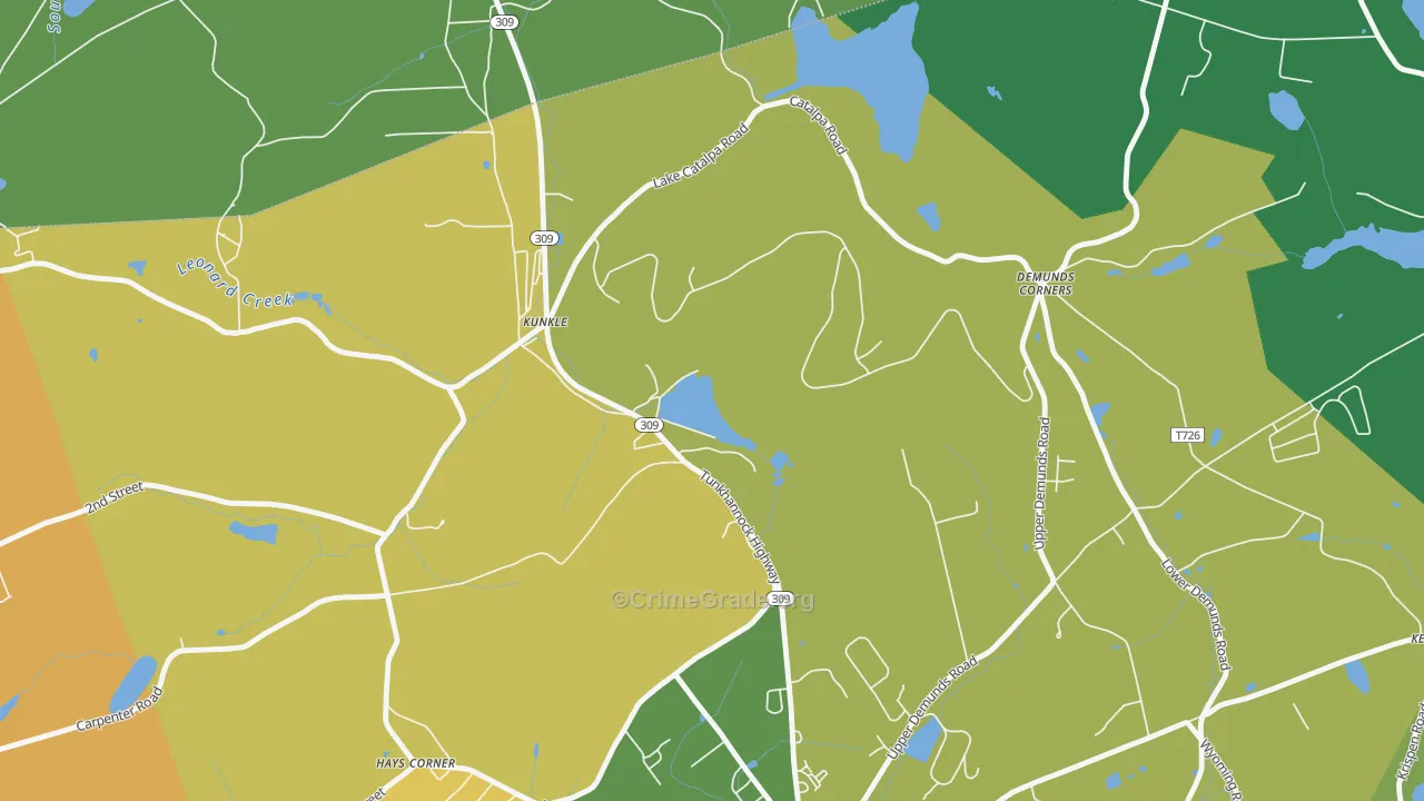 Kunkle, PA Map of Drug-Related Crime Rates