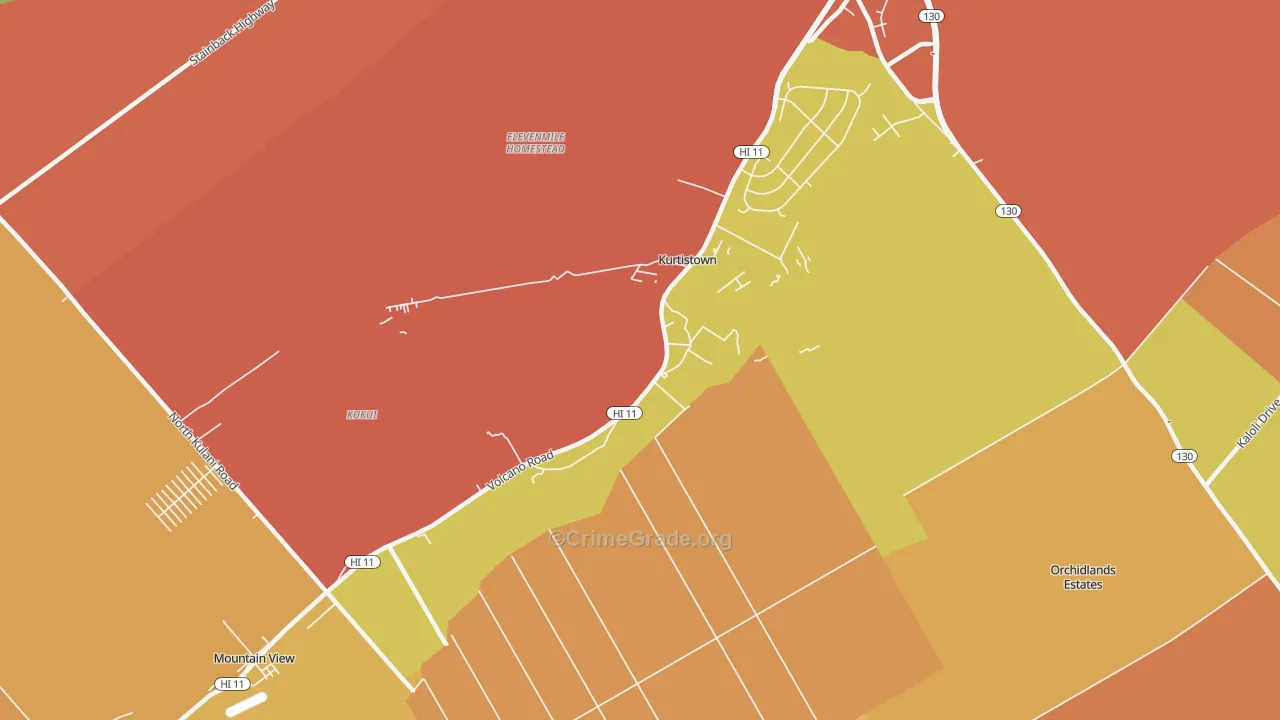 Kurtistown, HI Map of Drug-Related Crime Rates
