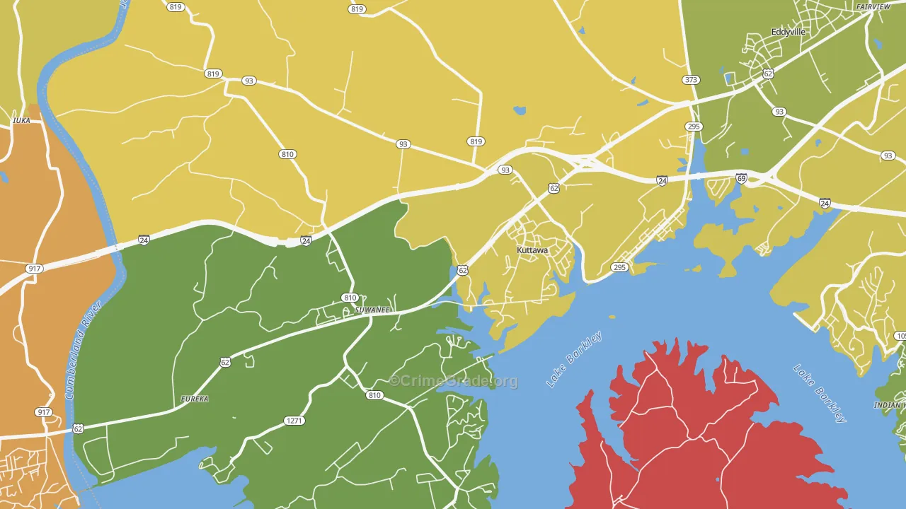Kuttawa, KY Map of Drug-Related Crime Rates
