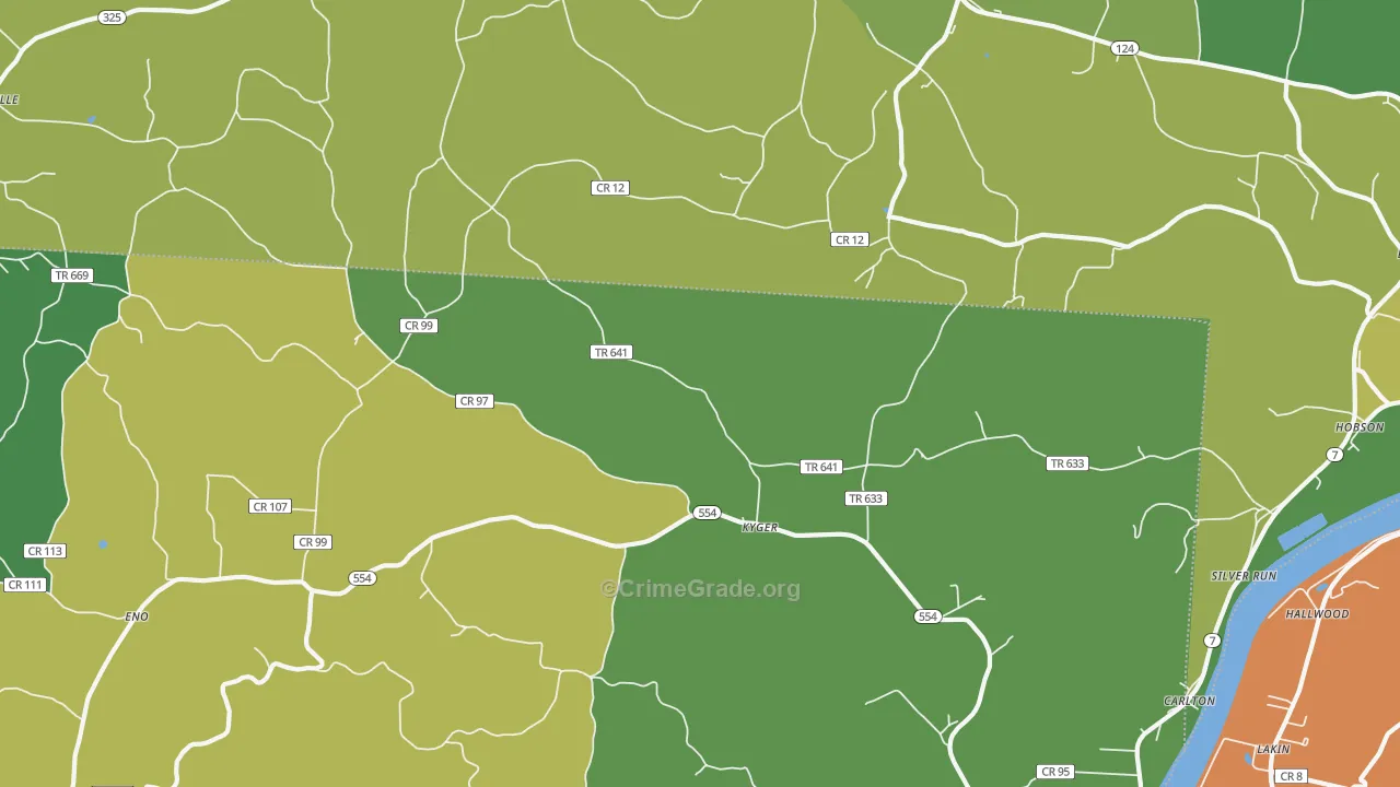 Kyger, OH Map of Drug-Related Crime Rates