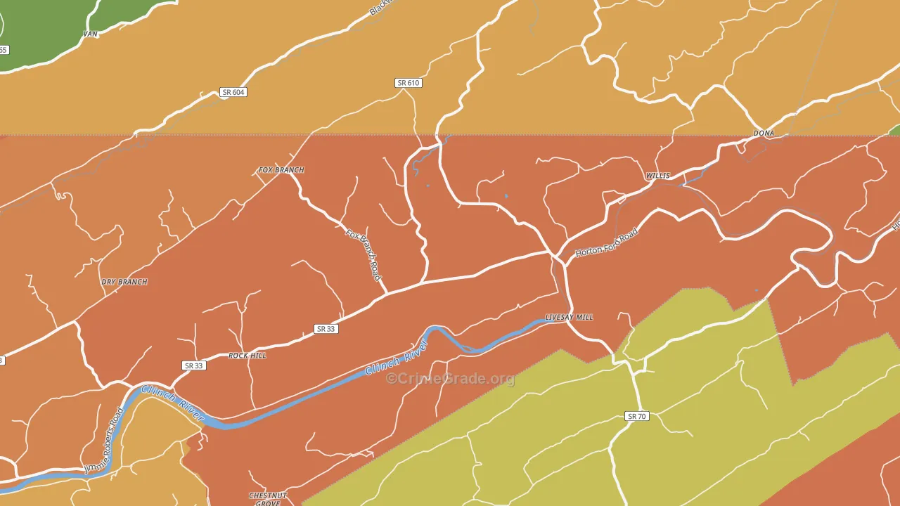 Kyles Ford, TN Map of Drug-Related Crime Rates