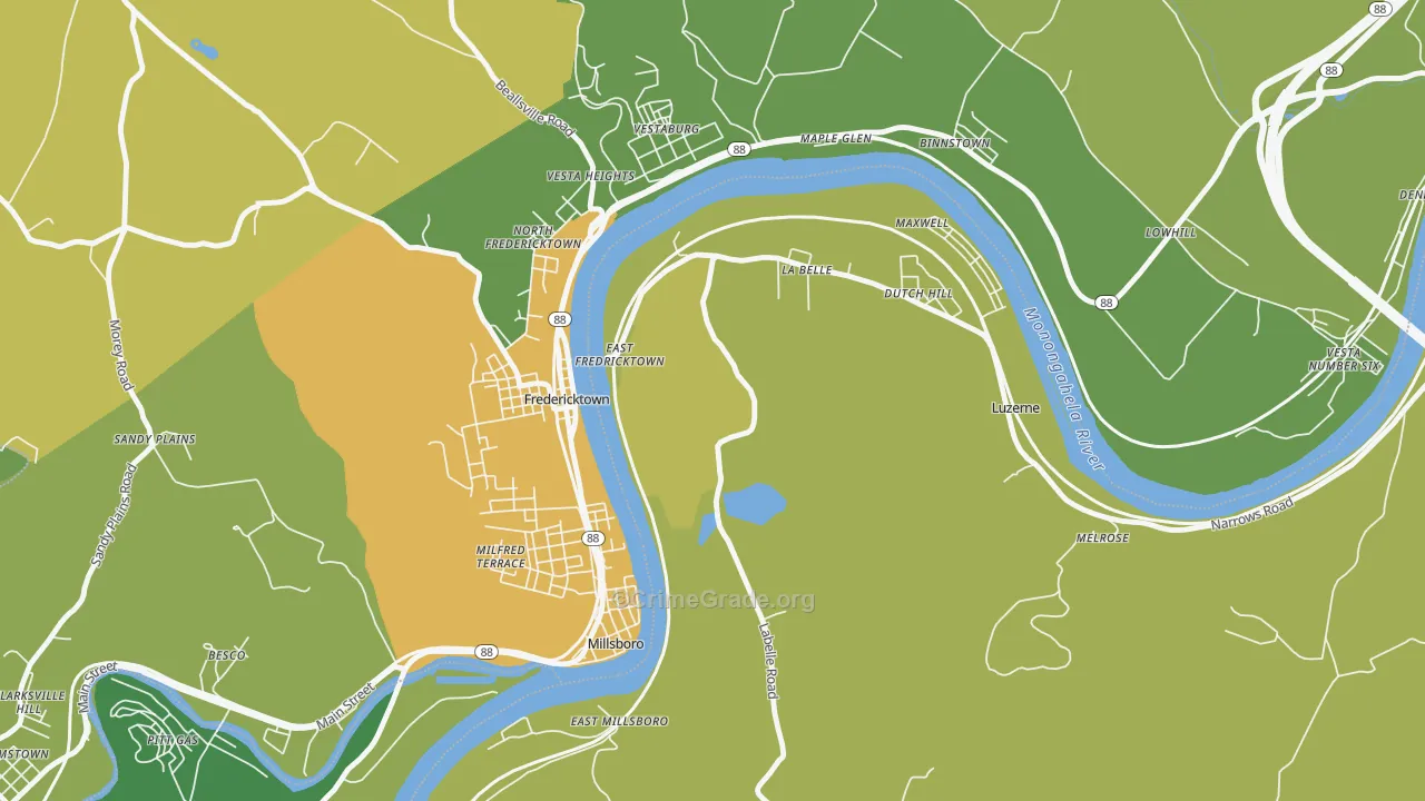 La Belle, PA Map of Drug-Related Crime Rates