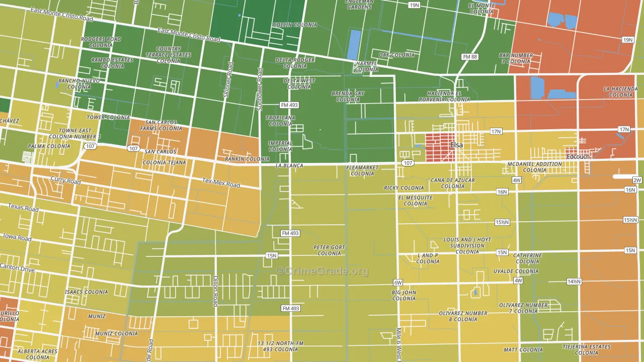 La Blanca, TX Map of Drug-Related Crime Rates