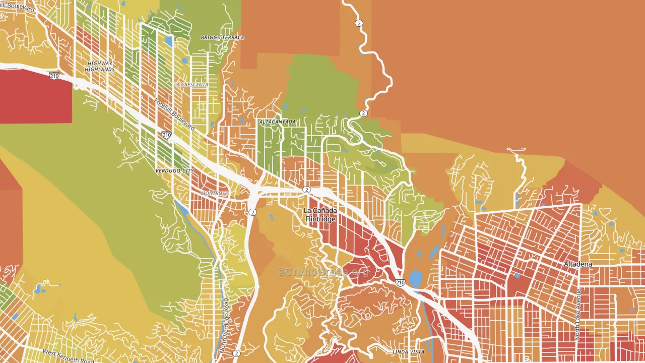 La Canada Flintridge, CA Map of Drug-Related Crime Rates