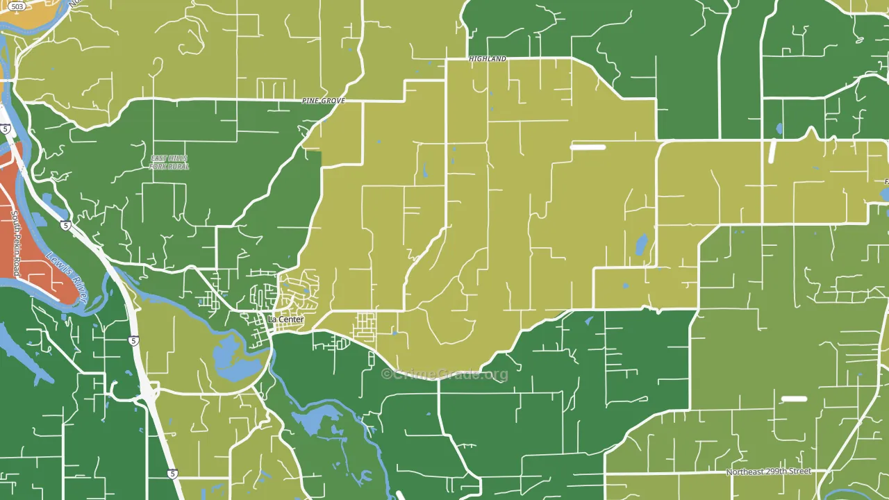 La Center, WA Map of Drug-Related Crime Rates