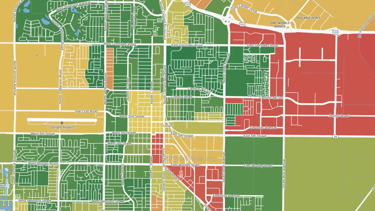 La Colonia, Oxnard, CA Map of Drug-Related Crime Rates