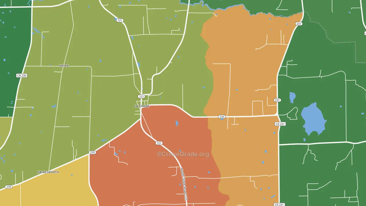 La Crosse, FL Map of Drug-Related Crime Rates