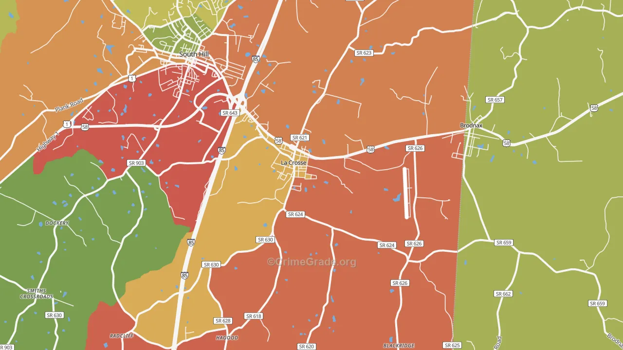 La Crosse, VA Map of Drug-Related Crime Rates