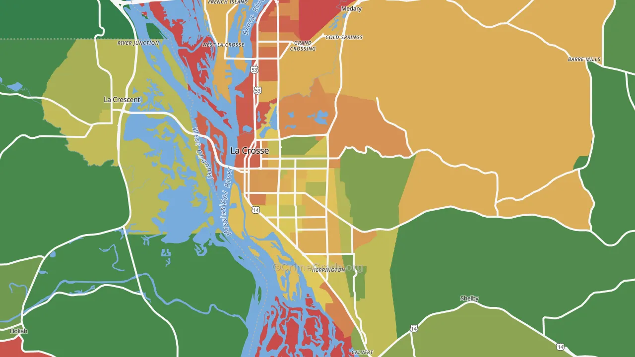 La Crosse, WI Map of Drug-Related Crime Rates