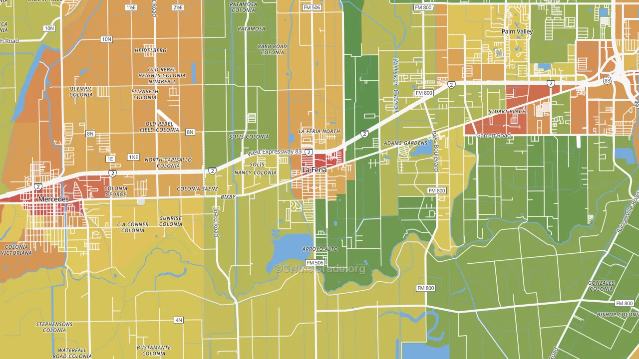 La Feria, TX Map of Drug-Related Crime Rates