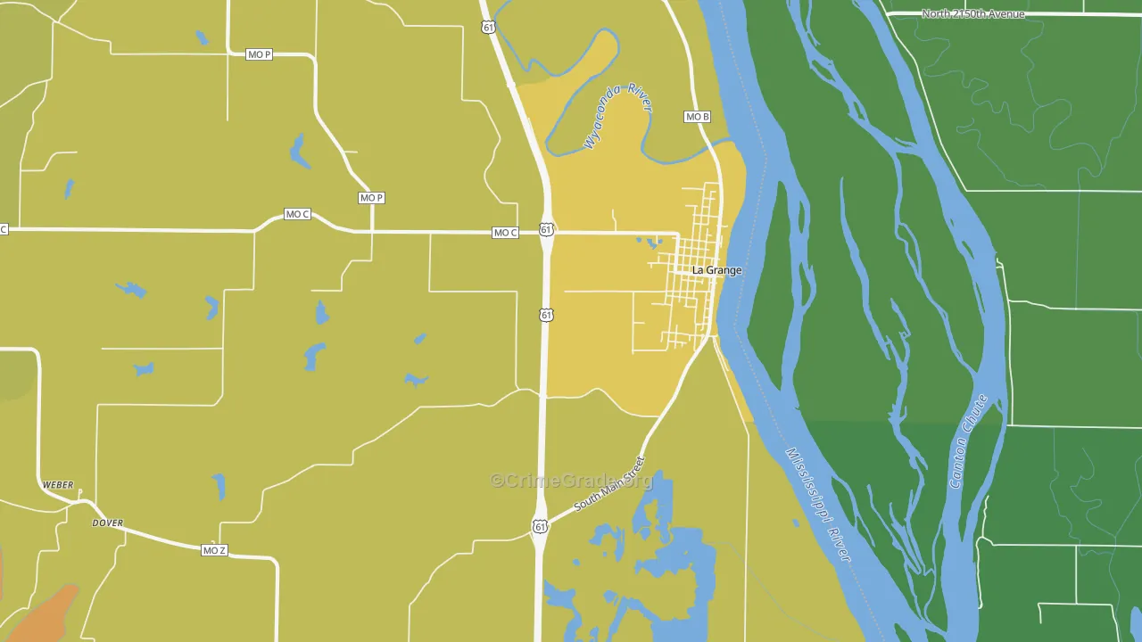 La Grange, MO Map of Drug-Related Crime Rates