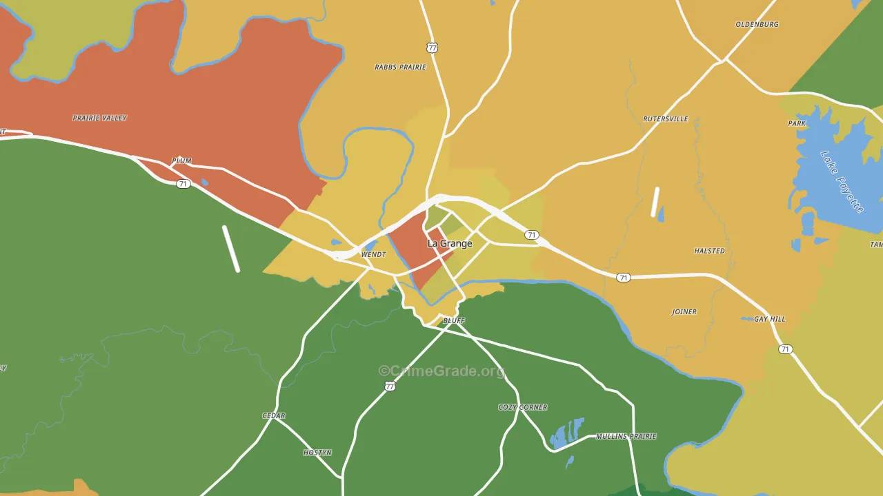 La Grange, TX Map of Drug-Related Crime Rates