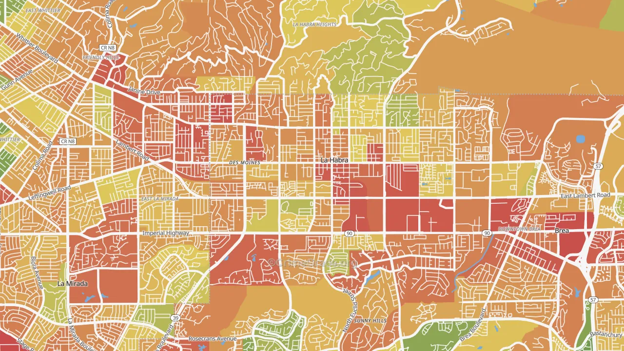 La Habra, CA Map of Drug-Related Crime Rates