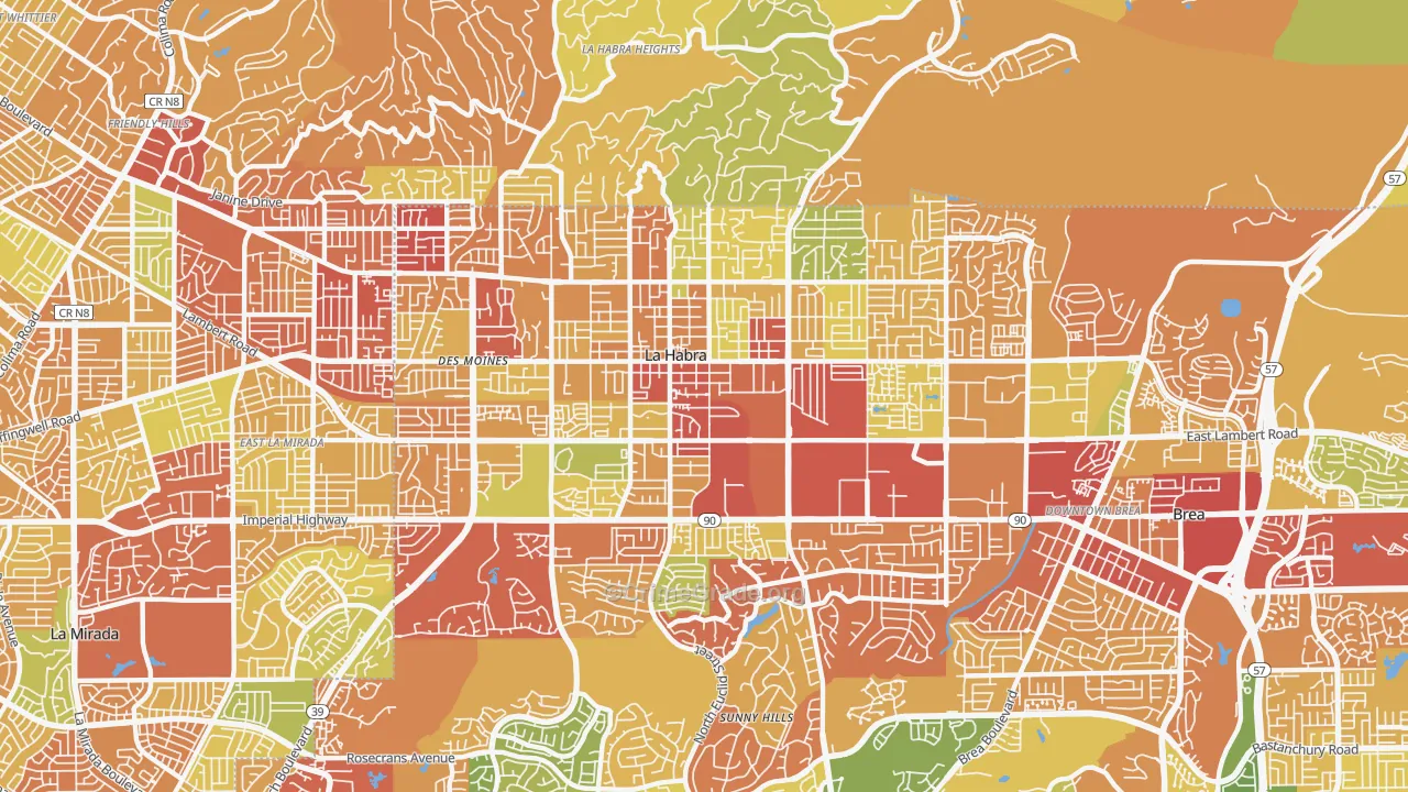 La Habra City, La Habra, CA Map of Drug-Related Crime Rates