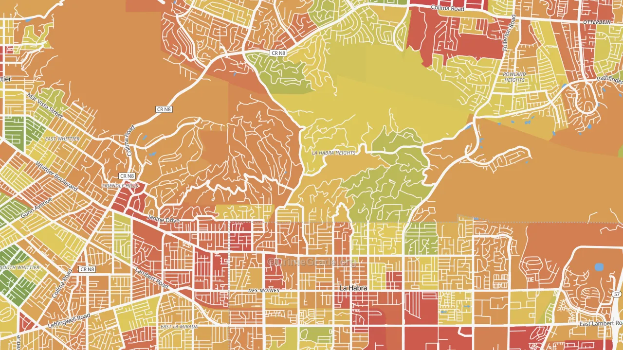 La Habra Heights, CA Map of Drug-Related Crime Rates