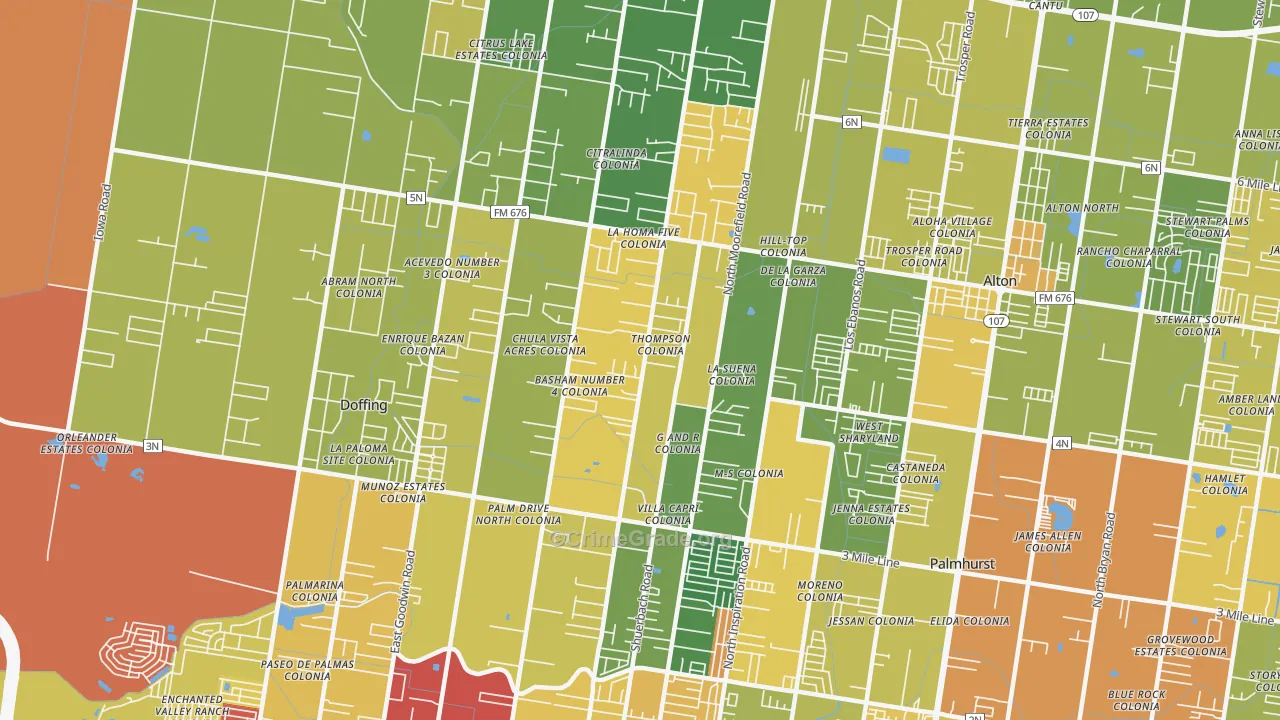 La Homa, Mission, TX Map of Drug-Related Crime Rates