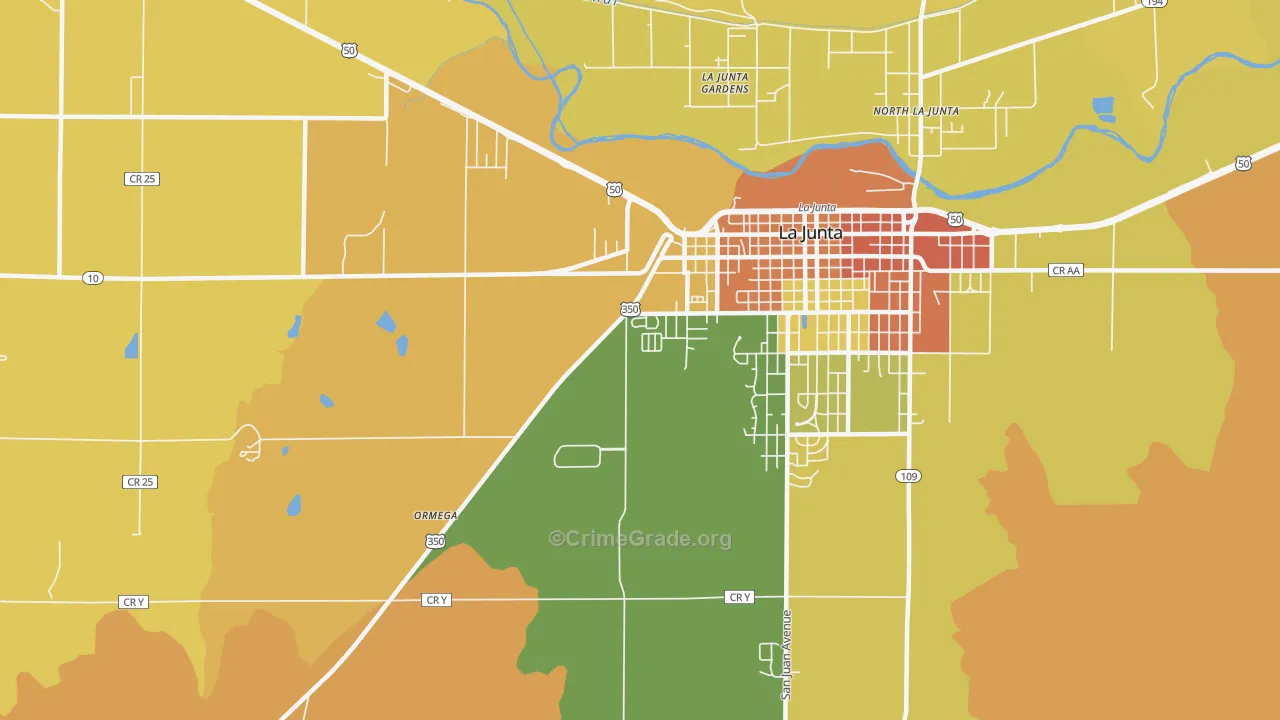 La Junta Gardens, CO Map of Drug-Related Crime Rates