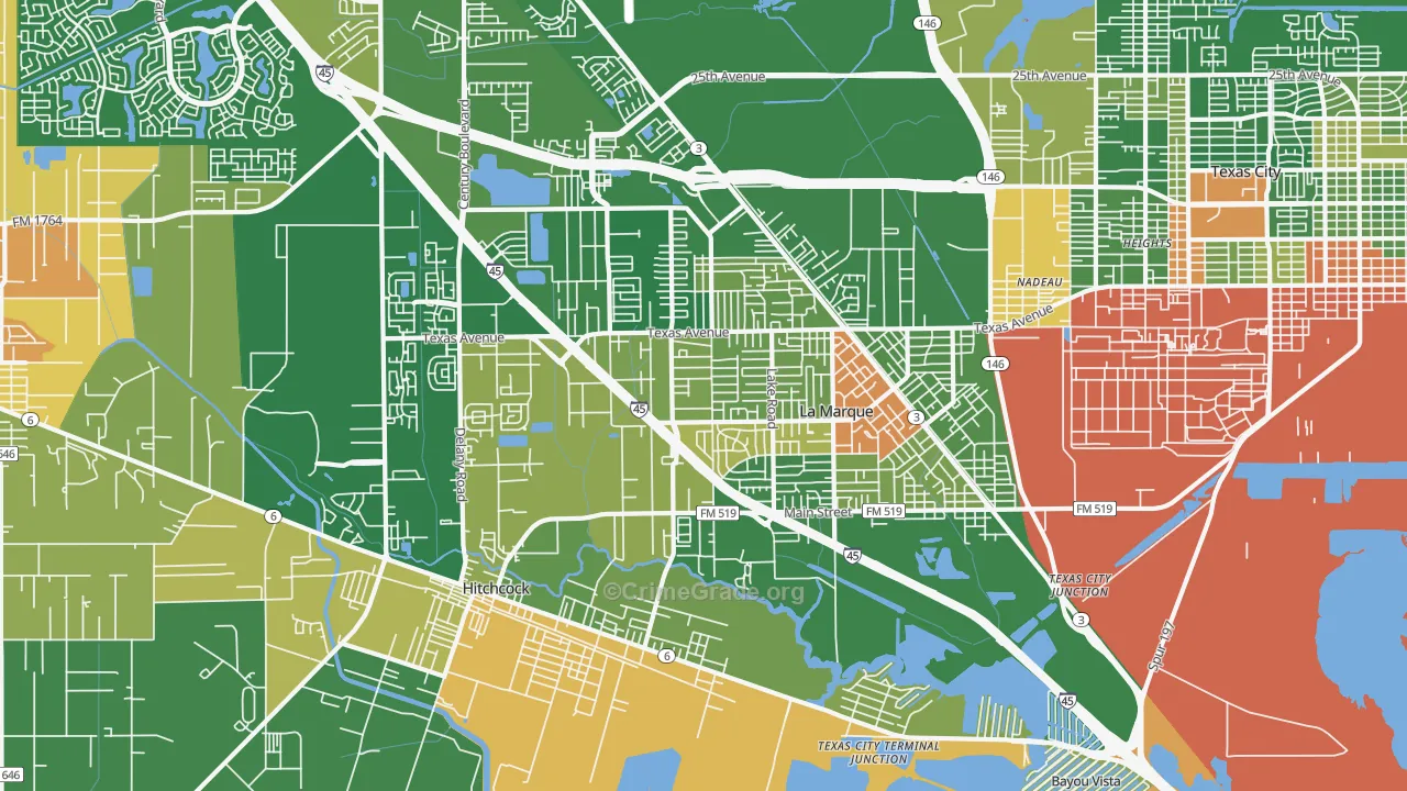 La Marque, TX Map of Drug-Related Crime Rates