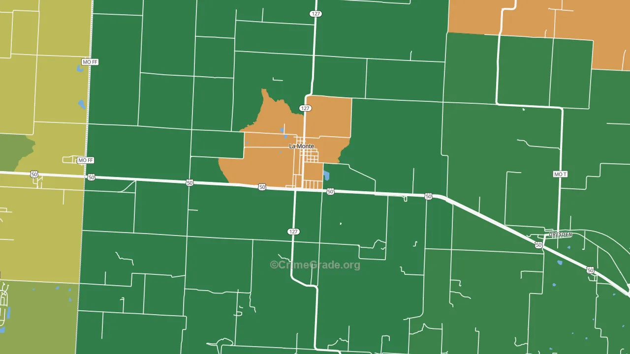 La Monte, MO Map of Drug-Related Crime Rates