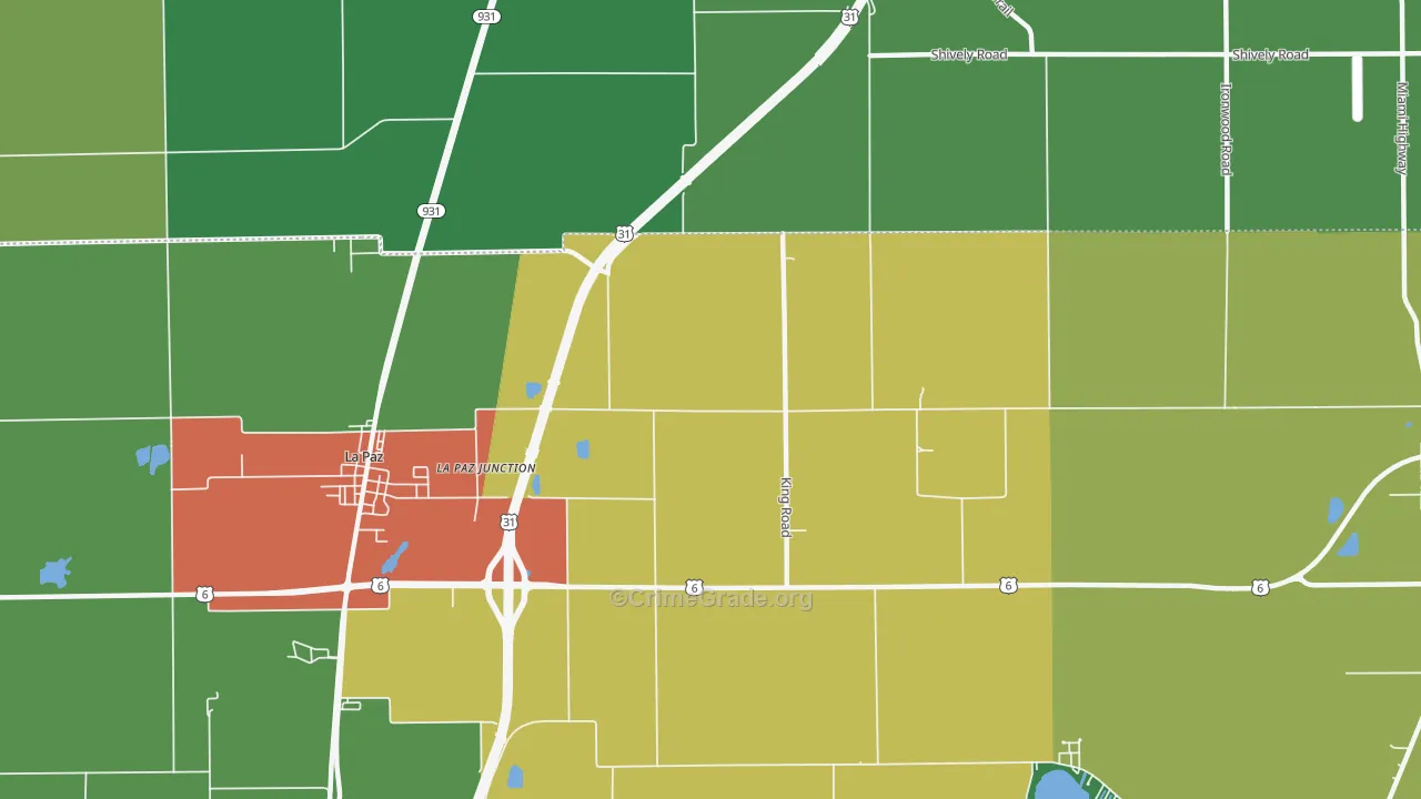 La Paz Junction, IN Map of Drug-Related Crime Rates