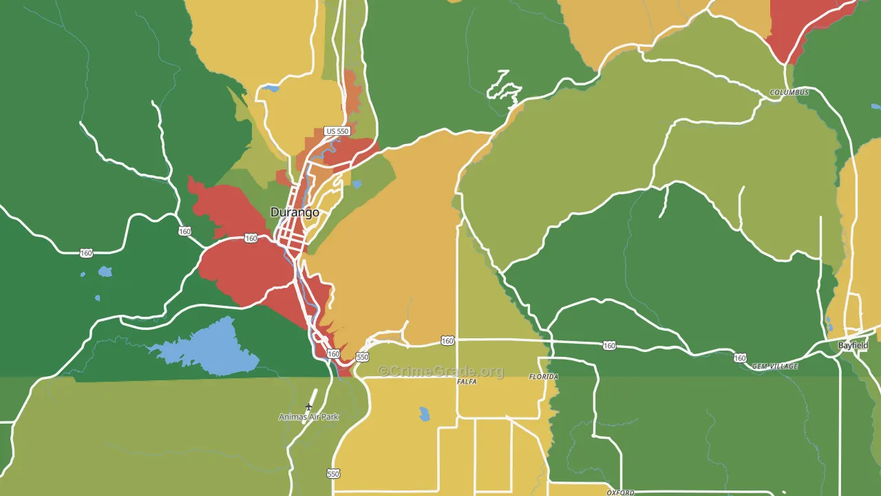 La Plata County, CO Map of Drug-Related Crime Rates