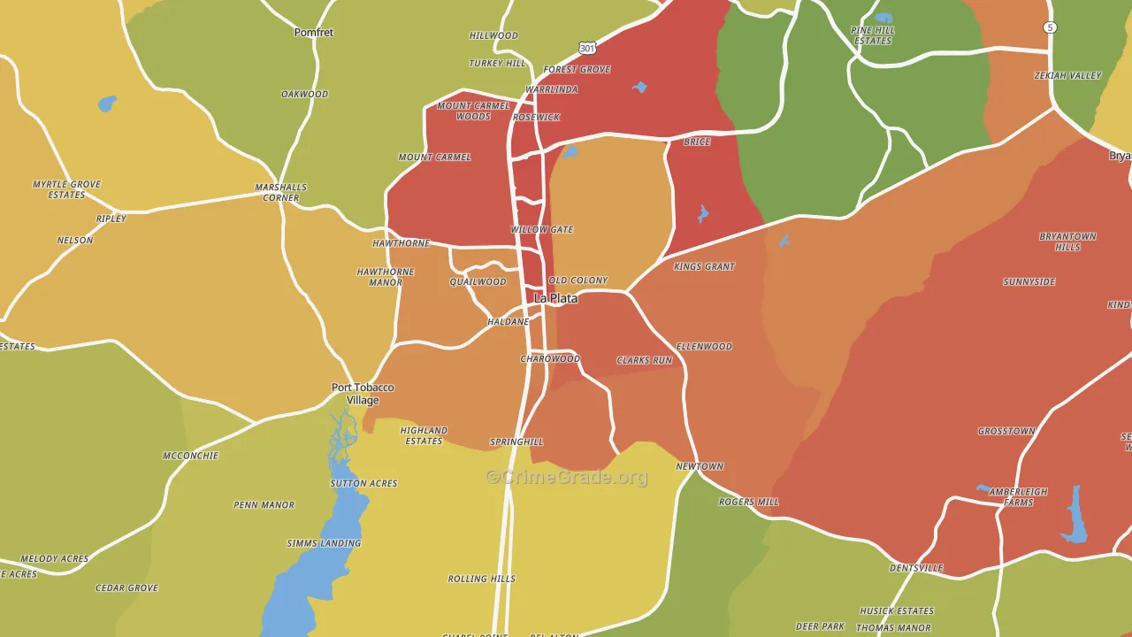 La Plata, MD Map of Drug-Related Crime Rates