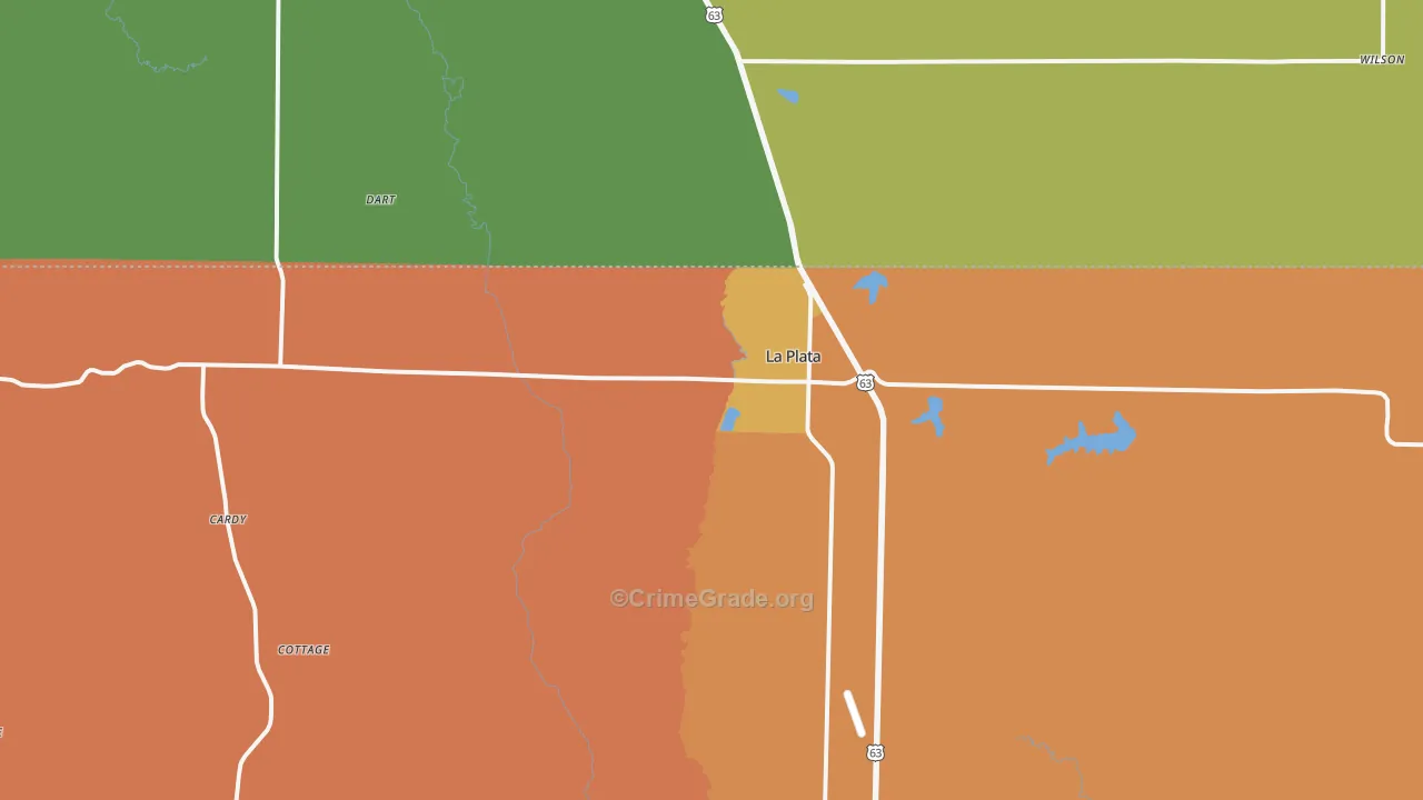 La Plata, MO Map of Drug-Related Crime Rates