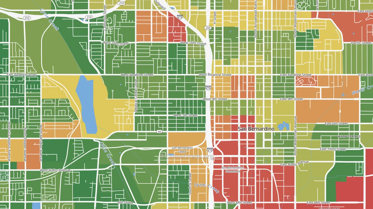 La Plaza, San Bernardino, CA Map of Drug-Related Crime Rates