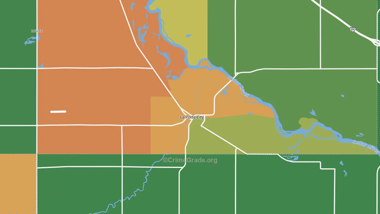 La Porte City, IA Map of Drug-Related Crime Rates