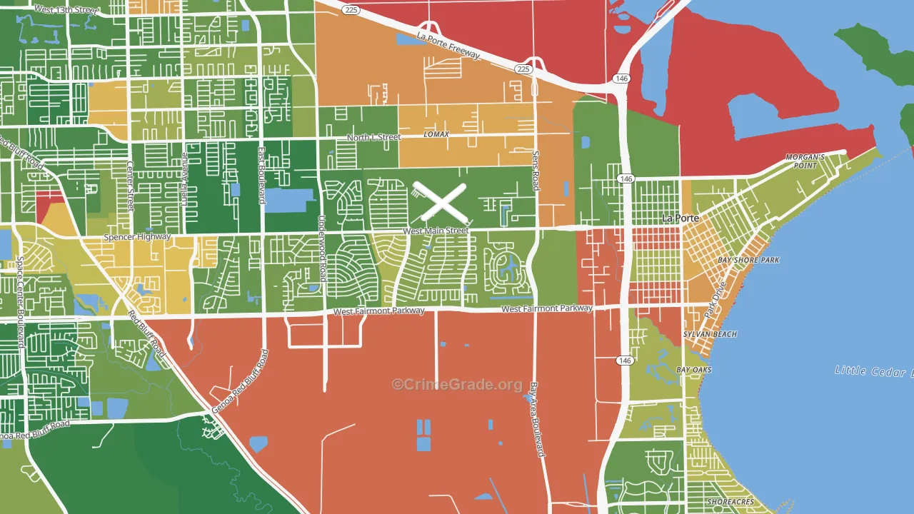 La Porte, TX Map of Drug-Related Crime Rates