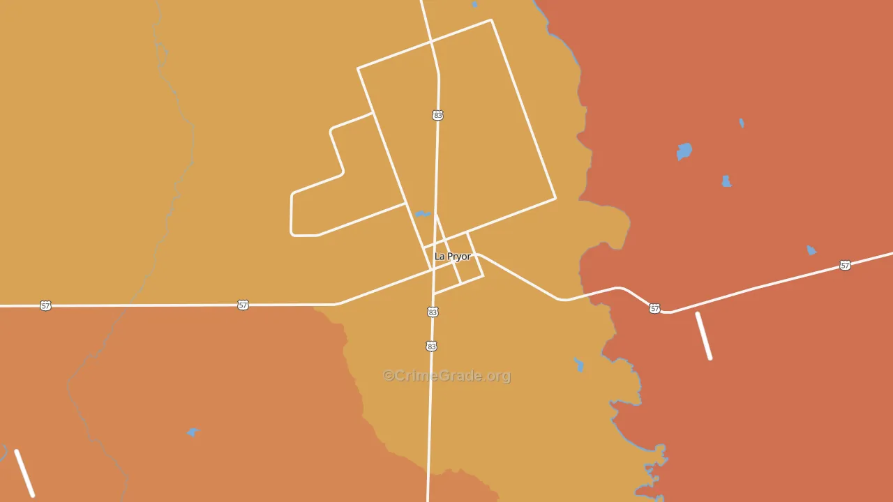 La Pryor, TX Map of Drug-Related Crime Rates