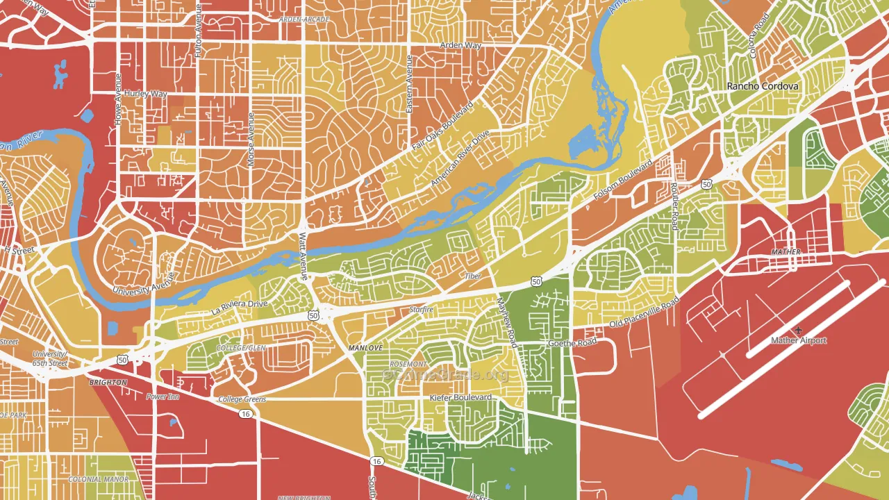La Riviera, CA Map of Drug-Related Crime Rates