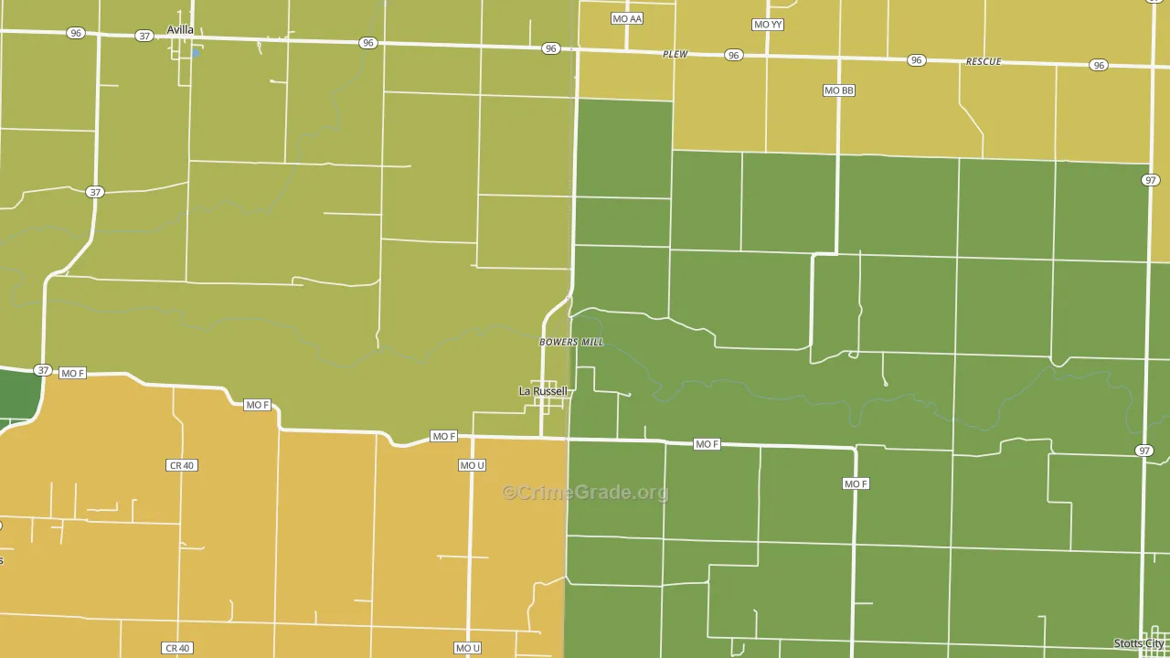 La Russell, MO Map of Drug-Related Crime Rates