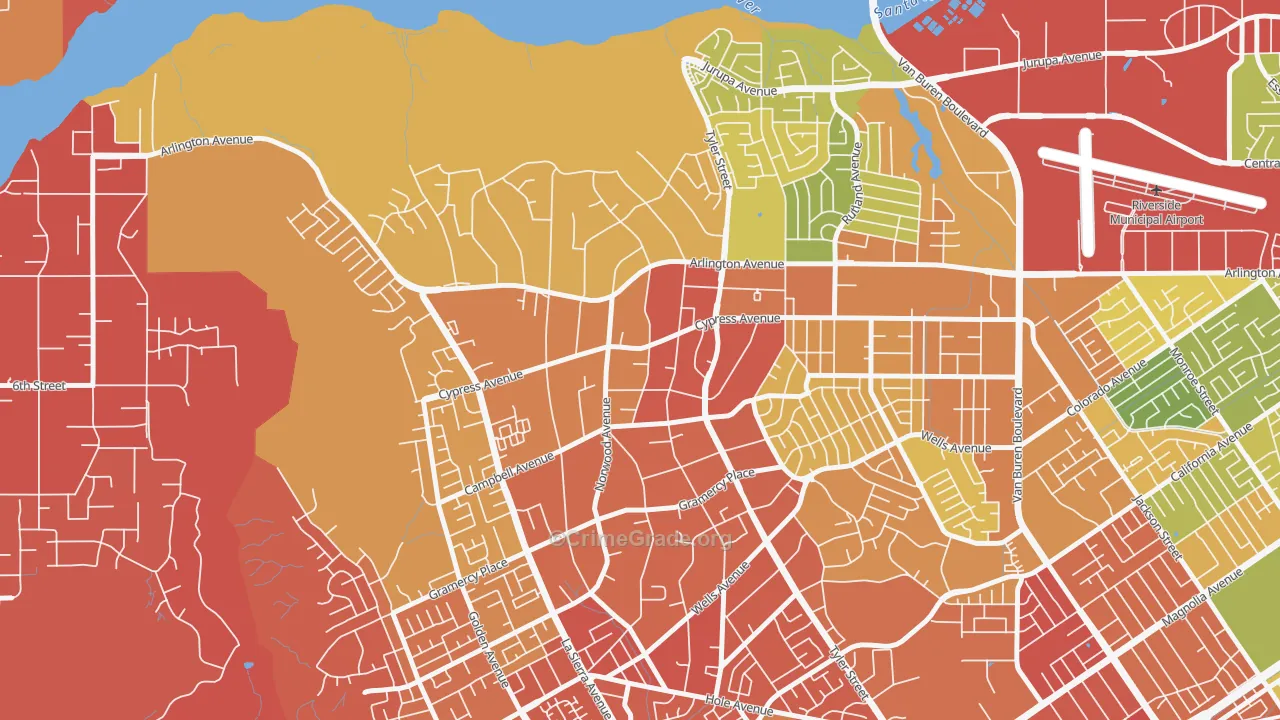 La Sierra Acres, Riverside, CA Map of Drug-Related Crime Rates