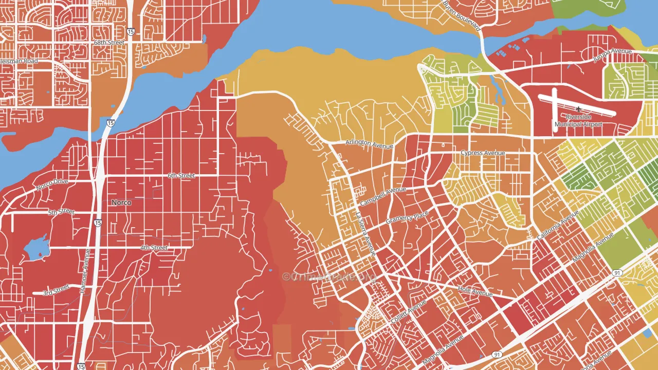 La Sierra Hills, Riverside, CA Map of Drug-Related Crime Rates