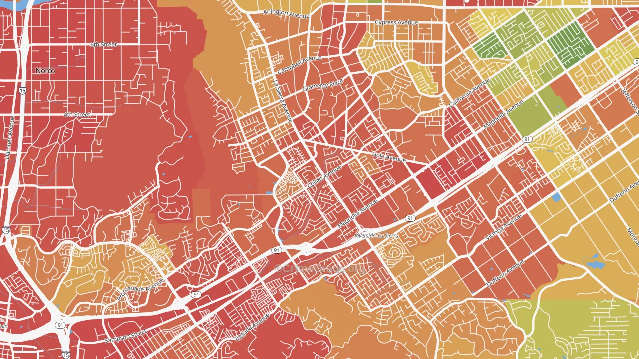 La Sierra, Riverside, CA Map of Drug-Related Crime Rates