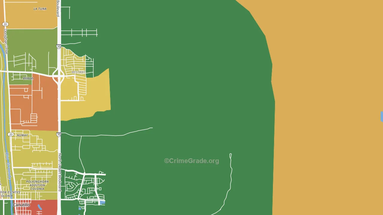 La Tuna, TX Map of Drug-Related Crime Rates