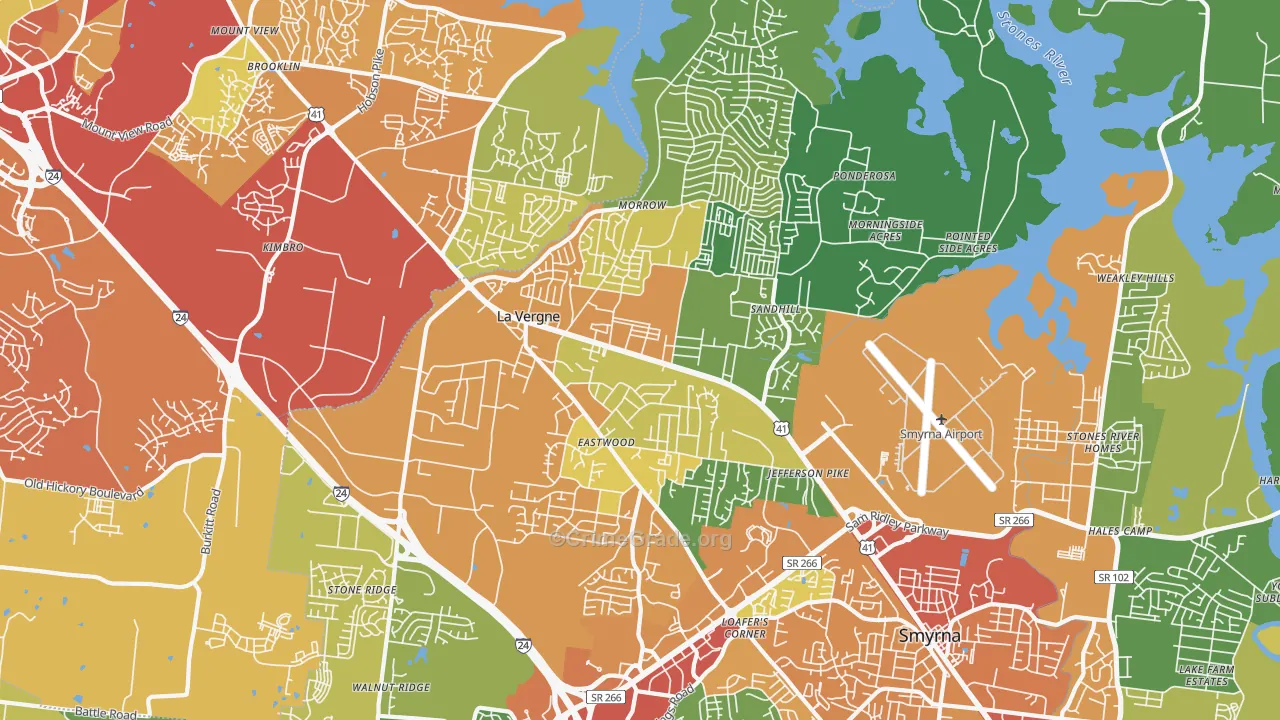 La Vergne, TN Map of Drug-Related Crime Rates
