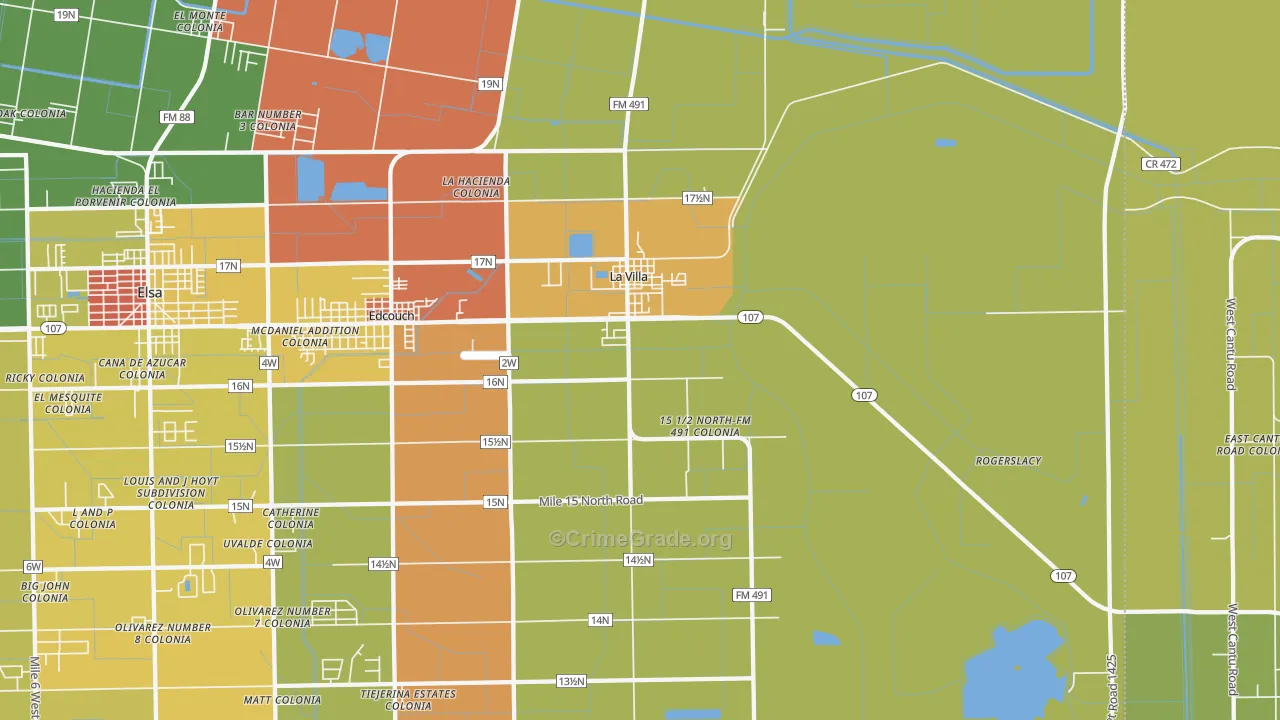 La Villa, TX Map of Drug-Related Crime Rates
