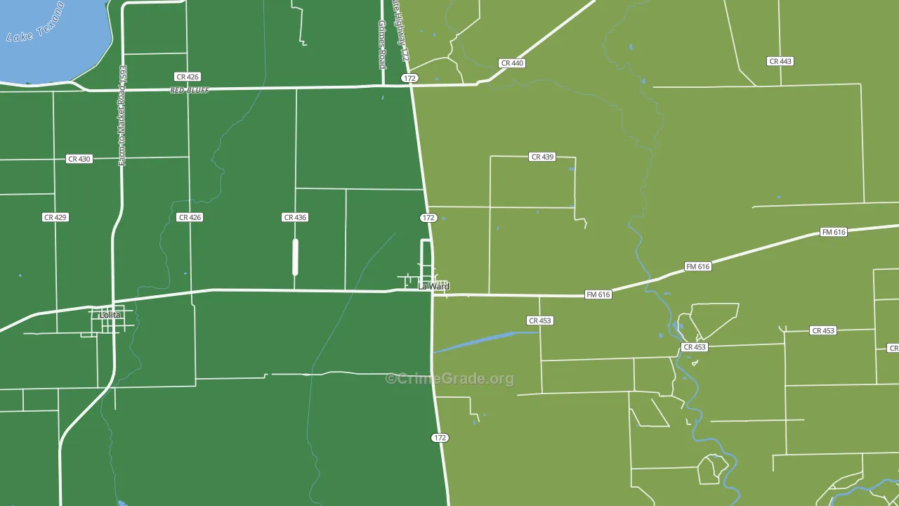 La Ward, TX Map of Drug-Related Crime Rates
