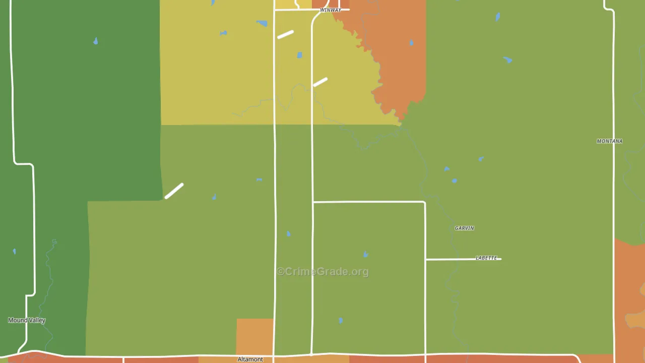 Labette County, KS Map of Drug-Related Crime Rates
