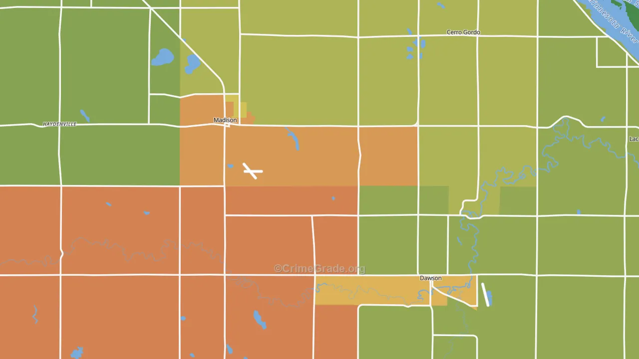 Lac qui Parle County, MN Map of Drug-Related Crime Rates