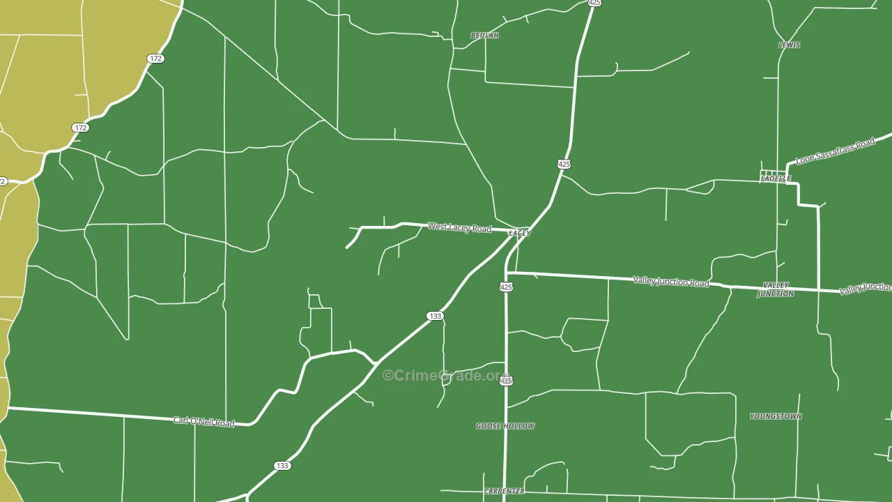 Lacey, AR Map of Drug-Related Crime Rates