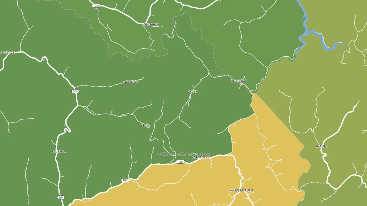 Lacey, KY Map of Drug-Related Crime Rates