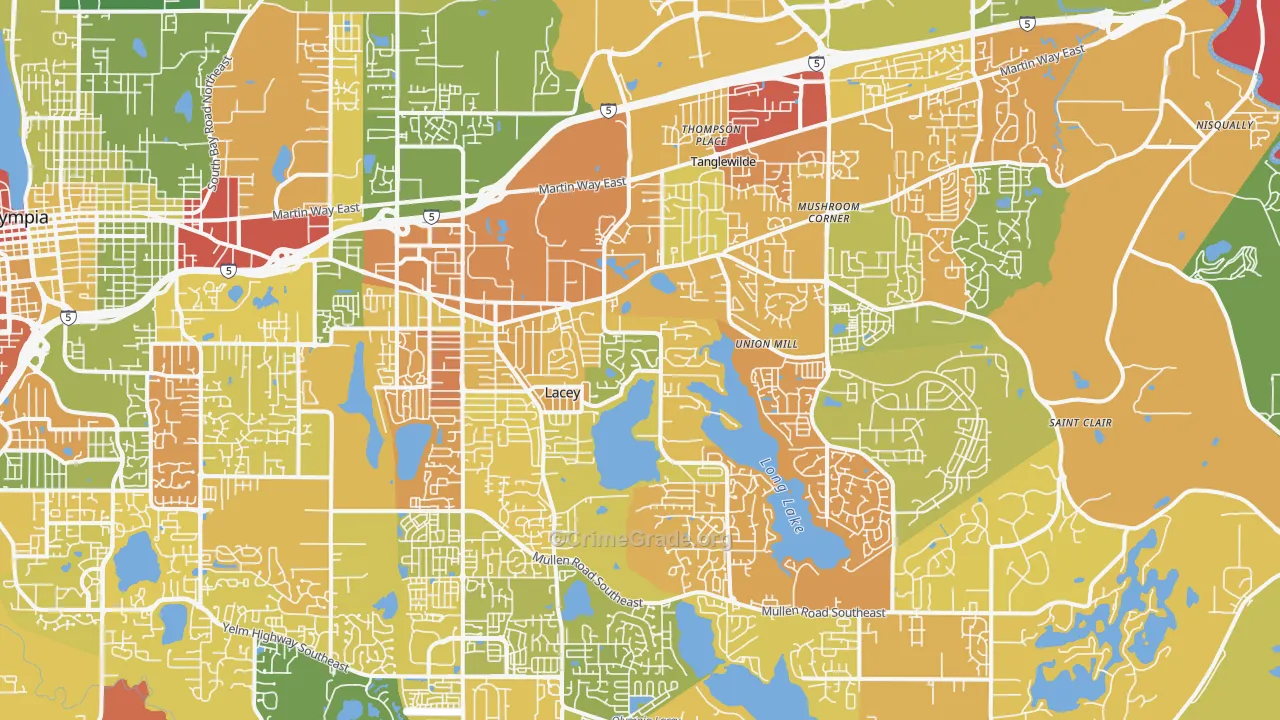 Lacey, WA Map of Drug-Related Crime Rates