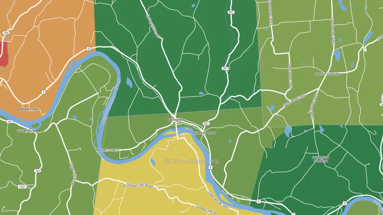 Laceyville, PA Map of Drug-Related Crime Rates