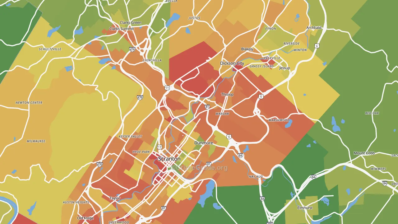 Lackawanna County, PA Map of Drug-Related Crime Rates