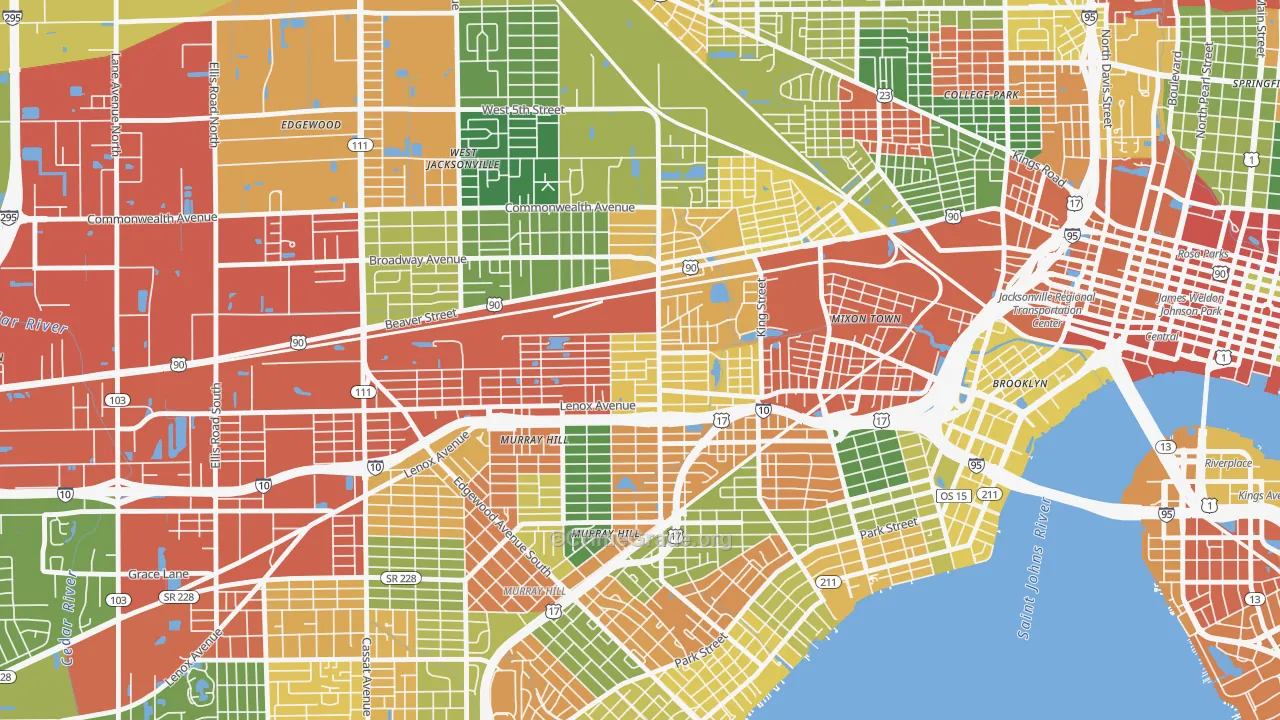 Lackawanna, Jacksonville, FL Map of Drug-Related Crime Rates